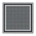 French style navy blue square scarf with geometric patterns and white fringe edge - Navy Blue Geometric Weave (Style 8) / 130cm