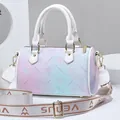 Gradient floral Boston handbag with purple-blue tones and wide VENUS shoulder strap - Off-white
