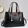 Vintage dames handtas in zwart en bruin met grote capaciteit en afneembare schouderriem - Zwart