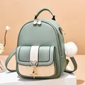Modischer Damen Rucksack in Kontrastfarben mit Stepptasche und Micky-Maus-Verschluss - Grün