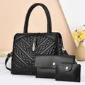 Ensemble chic de sacs à main noirs avec grand cabas, pochette enveloppe et petit portefeuille - Noir