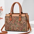 Bohemian cork textured handbag with paisley print and adjustable brown shoulder strap - Style 5