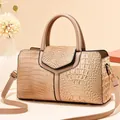 Structured beige ostrich-embossed tote bag with black piping and adjustable shoulder strap - Khaki