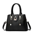 Minimalist black faux leather tote bag with elegant gold hardware and waterdrop clasp - 30x14x21 / Black