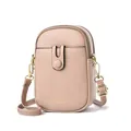 Borsa a tracolla rosa per cellulare con cerniere dorate e cinturino regolabile donna - Cachi