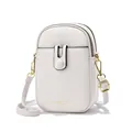 Mini borsa a tracolla bianca porta cellulare in pelle PU con hardware dorato - Bianco