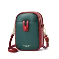 Mini borsa verticale a tracolla in design color block verde scuro e rosso - Rosso Vino E Verde