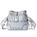 Hellblaue Beuteltasche mit Rentier-Print und verstellbarem gewebtem Schultergurt - Blau