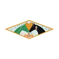 Pañuelo de seda estilo francés con ilustración de boda de caballos y diseño corazón - Patchwork verde negro
