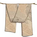 Elegant silk scarf featuring vintage city map print draped on natural wood branch - Beige and Brown Vintage Map Style
