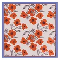 Carré de soie pour femme avec motif floral orange et bordure colorée de 90 cm - Violet Clair