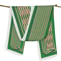 Donkergroene zijden sjaal met geometrisch kettingpatroon en handgerolde randen - Geometrische Diepgroene Stijl (2) / 150*40cm