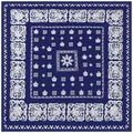Klassieke 130cm marineblauwe vierkante sjaal met witte kroon en geometrisch bloemmotief - Marineblauw