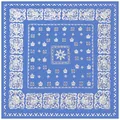 Blauwe zijden vierkante sjaal met geometrische kroon en barokke florale details in vintage stijl - Blauw