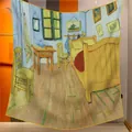 Detailed texture of Van Gogh Bedroom in Arles oil painting tapestry with yellow borders - Van Gogh The Bedroom