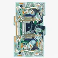 Lunga sciarpa in seta con stampe solari e motivi floreali in verde scuro e arancio donna - Stile Lungo / Nero