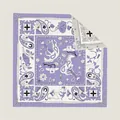 Carré di seta premium 90cm con paisley viola, animali e bordi arrotolati a mano - Grande Sciarpa Quadrata / Lavender Purple (21)