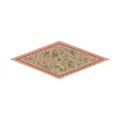 Classic diamond-shaped twill silk scarf with vintage nautical map and sailing ship print - Khaki with Red Border / 122cm