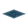 Navy blue rhombus silk scarf featuring white nautical sailing patterns and French lettering - Dark Blue with White Print / 122cm