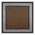 Elegant 90cm square silk scarf featuring orange D-letter pattern on black and grey satin - Square / Gray