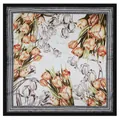 90cm Seiden-Halstuch mit elegantem Tulpen-Print und schwarzer Bordüre für Damen - 90*90cm / Weiß (Tulpe)