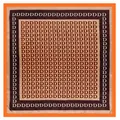 90cm vintage square silk scarf with letter D monogram print and orange border - Square / Orange