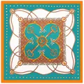90cm Seidenschal im französischen Stil mit Kettenmuster und goldenen antiken Schlüsseln - Orange
