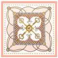 90cm Seidenquadrat mit Vintage-Schlüsseln, Goldketten und rosa Blumenrand-Design - Altrosa