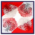 Carré de soie 90cm avec motif d'arbre français en contraste rouge, blanc et bleu marine - Style Arbre Diagonal Rouge Blanc / Bleu marine