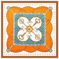 90cm Seidenschal im französischen Stil mit goldenen Schlüsseln und Ketten in Orange - Kaffeebraun