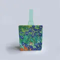 Artistic Van Gogh Irises painting print handbag with durable green woven handles - Irises in Bloom