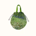 Sac à main rond avec cordon de serrage et motif de peinture à l'huile florale impressionniste - Motif floral