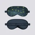 Detailed view of art oil painting sleep mask with soft satin texture and elastic strap - Starry Night Over the Rhone