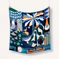 Artistieke zijden sjaal van 53cm met leeuwenpatroon en Paris-tekst voor dames - Marine Oranje Abstract Stijl (2)