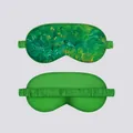 Artistic oil painting sleep mask with green brushstrokes and satin texture details - Green Wheat Field