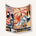 Artistieke zijden sjaal 53cm met Parijs-illustratie, leeuwenmotieven en kleurrijke patronen - Kleurrijke Vogel Abstract Stijl (4)