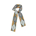 Eleganter Seidenschal mit geometrischen Streifen, Rautenmuster und orangefarbenem Dekor - Orange Grau Geometrisches Blumenmuster (Y1222)