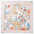 Elegante sciarpa 130cm in seta con motivi architettonici europei e stampe di rose - Stile Grande / Bianco Sporco