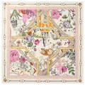 Sciarpa artistica in seta da 130 cm con design di rose architettoniche e palazzi - Stile Grande / Beige