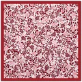60cm vintage floral square silk scarf with deep red roses on cream background - Burgundy