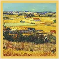 Foulard quadrato di seta 60cm Van Gogh Campo di grano con bordo giallo decorativo - 60CM / Giallo