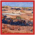 Foulard quadrato in seta 60cm con dipinto Van Gogh e bordi rossi decorativi - 60CM / Rosso