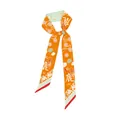 Twilly en soie orange avec motifs traditionnels chinois de cerfs et de nuages de bon augure - Style de Cerf de Bon Augure (2) / 130x7 / Orange Vert Clair