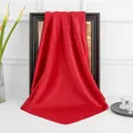Classic 90cm solid red silk square scarf with elegant satin finish for women - Red