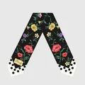 Pañuelo twilly de seda con estampado floral y de leopardo con extremos de lunares - 01 (Negro Floral Lunares)