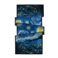 Van Gogh Starry Night silk scarf with elegant black border and premium artistic print - Van Gogh The Starry Night