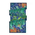 Écharpe double couche en soie avec imprimé Iris de Van Gogh et bordures bleues - Van Gogh Iris