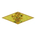 French style Van Gogh Sunflowers painting on a diamond-shaped twill silk scarf for women - 122cm / Van Gogh Sunflowers in a Vase
