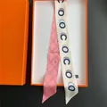 Polka dot silk twilly scarf with alphabet print for handbags and hair styling - Pink Argyle Lettering Style (C286-4)