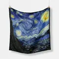 Pañuelo de seda Van Gogh Noche Estrellada chal artístico para mujer textura elegante - Van Gogh La Noche Estrellada